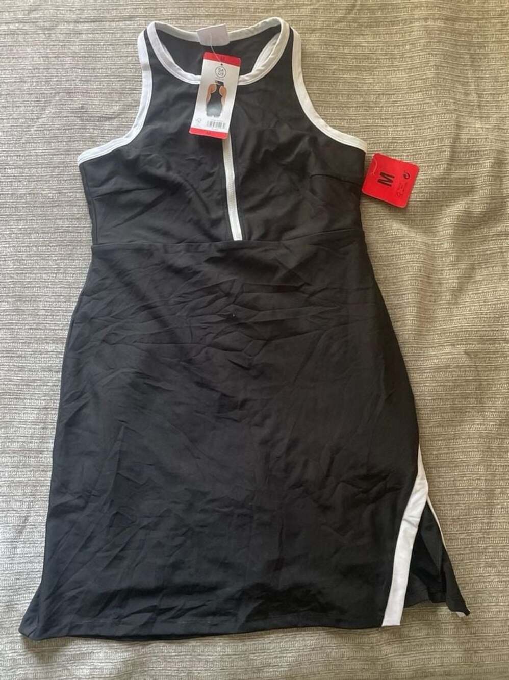 SAGE COLLECTIVE Black 1/4 Zip Tennis Athletic Tank Dress Sz Large NWT Womens